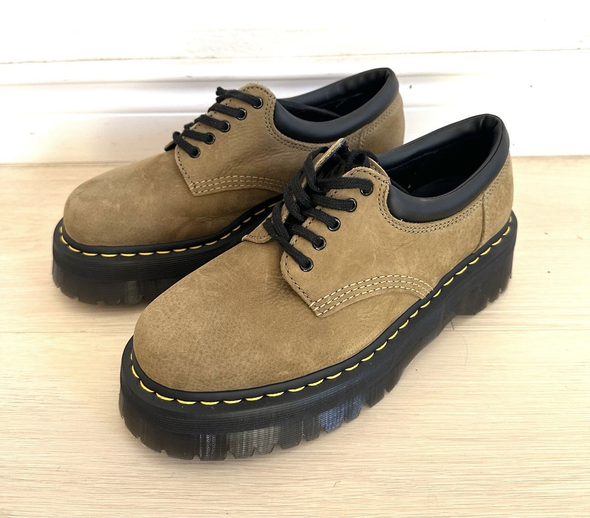 Dr Martens 8053 Olive Leather Quad Platform Chunky Boots Men Size Women  New