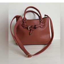 La Terre Fashion Dusty Pink Satchel Gold Hardware Buckle Accent Detachable Strap