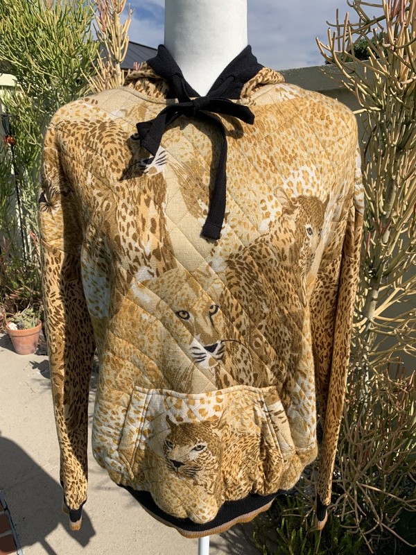 Anthropologie Conditions Apply Women’s Cheetah Quilted Crewneck Hoodie Size S