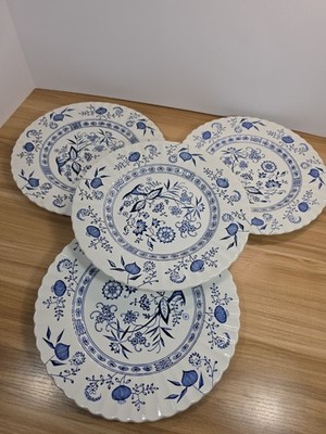 SET OF 4 J&G MEAKIN BLUE NORDIC DINNER PLATES 10   ENGLAND IRONSTONE BLUE ONION