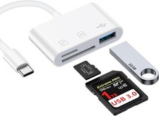 USB C SD Card Reader for iPhone 16 15 Pro Max/Plus,Samsung Galaxy S25 White