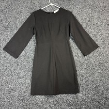 EVERLANE Black Long Sleeve Crew Neck Sheath Dress Size 0