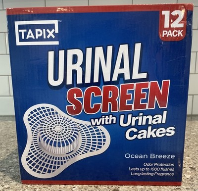 Tapix Urinal Screen 12 Pack with Cakes Ocean Breeze Scent Deodorant 1000 Flushes
