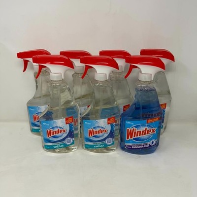 Lot of 7x Windex Window & Glass Cleaner Spray - 6x with Vinegar, 1x Ammonia Free
