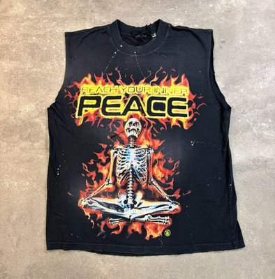 Hellstar Inner Peace Skeleton Sleeveless Tee Black Aum Om Graphic