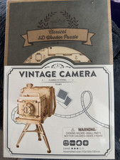  NEW Hands Craft - 3D Lasercut Wooden Puzzle DIY - Vintage Camera.