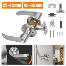Home Entry Lever Three Handle Door Lock Set Bathroom Entrance Passage + 3 Keys