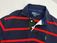 Polo Ralph Lauren VTG Mens Rugby Shirt Medium Blue Red Brenton Striped Nautical