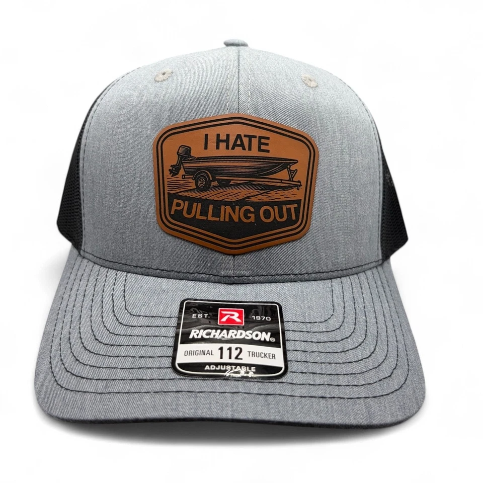 Divertido sombrero de navegación - Parche de cuero "Odio sacarlo" - Richardson 112 Trucker Foto 2 de 4