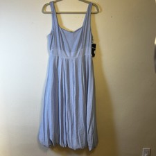 Maison Tara Size 12 Sky Blue Dress Sleeveless Midi w/ Bubble Hem Romantic $119