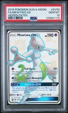 2019 POKEMON SUN & MOON HIDDEN FATES #SV59 FULL ART/MEWTWO GX PSA 10