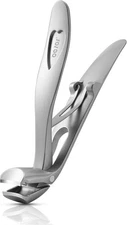BEZOX Angled Head Nail Clippers for Seniors - Ergonomic Small, Sand Silver 