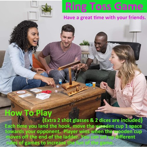 Gancio e Anello Lancio Gioco da Tavolo Lancio Legno per Interno Colore - Foto 2 di 9