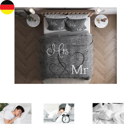 Sleeptime Partner Bettwäsche Mr. und Mrs. 200cm x 220cm 3teilig grau - weich &