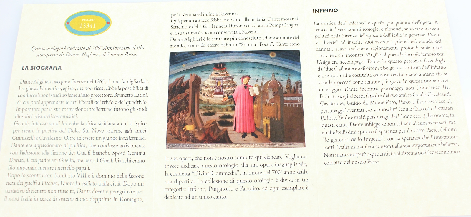 Orologio Perseo Dante Alighieri 700° Anniversario Meccanico III Canto 13341  | Acquisti Online su eBay