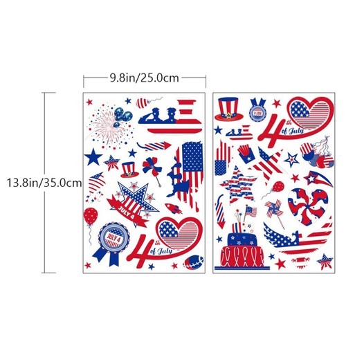 4 Sheets Independence Day Stickers 4th of July Electrostatic Clings for - Afbeelding 7 van 12