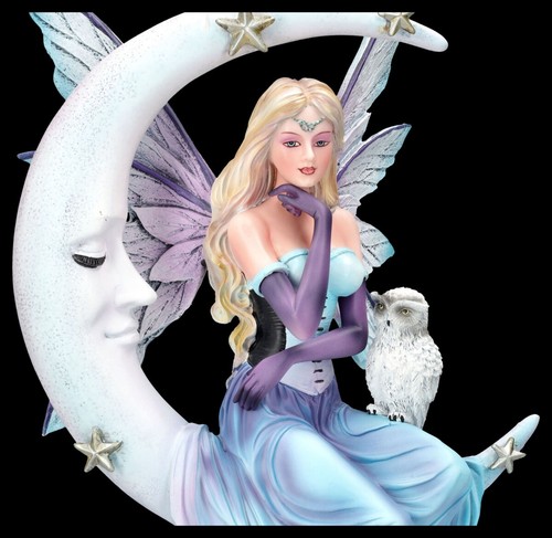 Elfenfigur - Wächterin der Träume auf Mond - Schutzelfe Statue Fee Magie - Bild 7 von 7