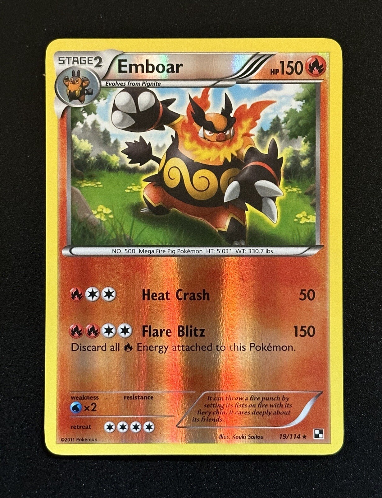 Emboar Reverse Holo Rare 19/114 Pokémon Black & White NM
