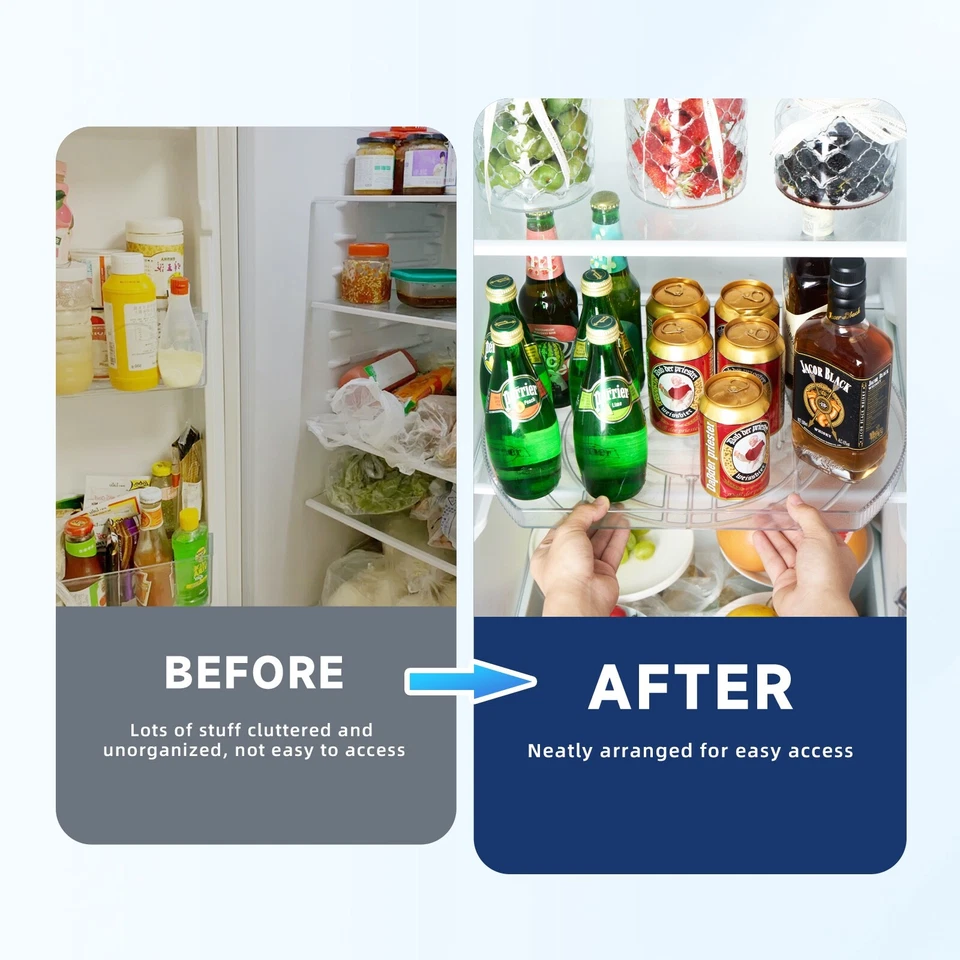 Clear Lazy Susan Rotating Turntable Spicy Rack Fridge Organiser 16" - Image 3 of 4