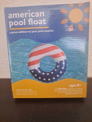 New in box Swimline 36'' Round Inflatable American Flag Swimming Pool Tube Float
