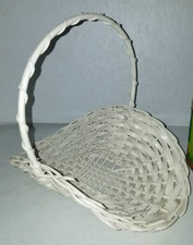 Vintage Gathering Basket Herb Flower Garden Handle Splint Rattan French Country