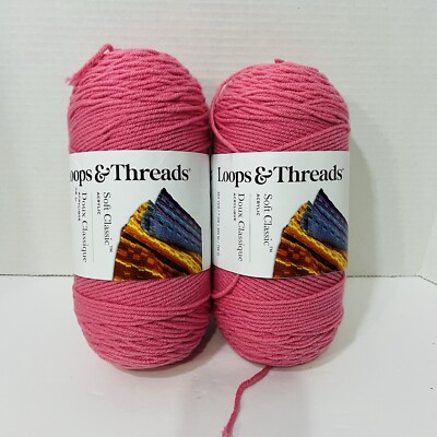 Loops & Threads Soft Classic Yarn 2 Pack Pink 354 YDS/7 Oz