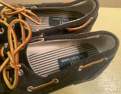 Polo Ralph Lauren Sander Men\'s Size 10.5 Loafer Boat Shoes Slip On Flannel Brown Polo Ralph Lauren Sander Dark Grey Flannel Loafers Boat  main image 3