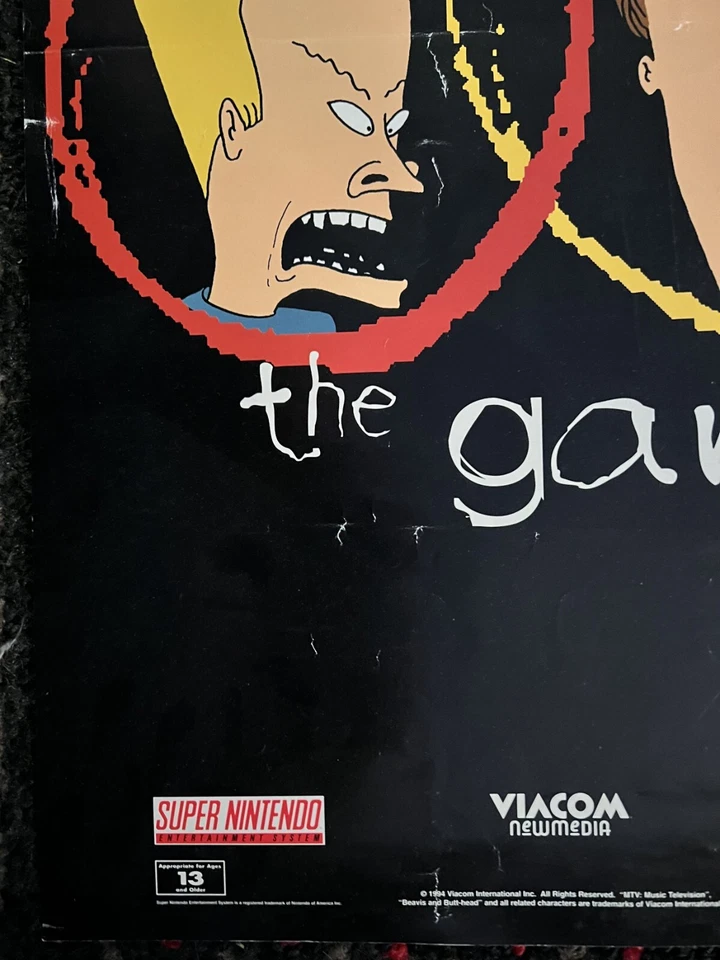 BEAVIS and BUTTHEAD video game Rare GWAR version 11x19 promo poster 1994 Mtv - Image 4 of 4