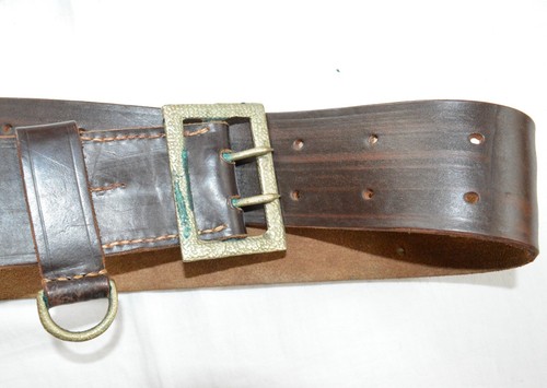 Cinturón de cuero castaño oficial del ejército búlgaro con correa - Imagen 7 de 8