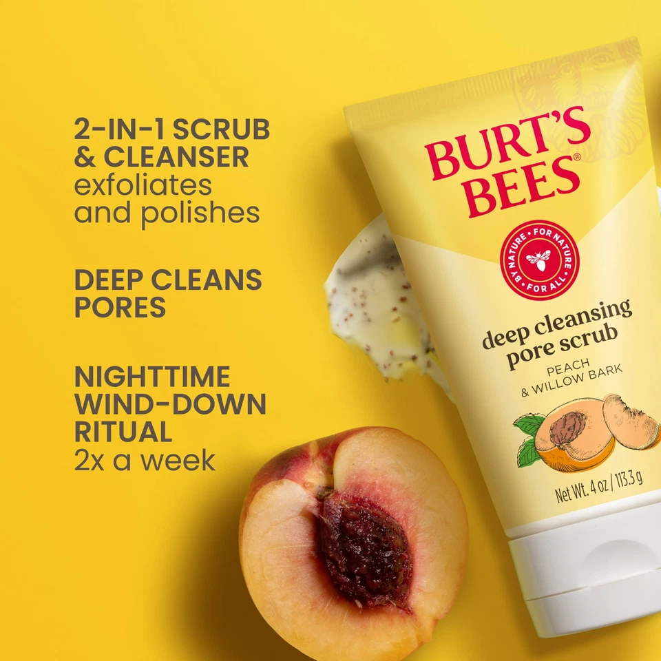 Burt's Bees Deep Cleansing Pore Scrub with Peach and Willow Bark, 4oz (3 Pack) - Image 3 of 4