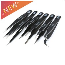 ESD Precision Anti-Static Stainless Steel Tweezers Set Kit Tools for Electronics