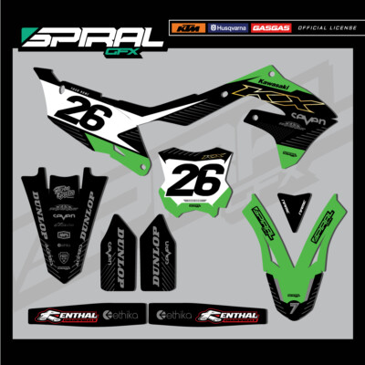 Custom MX Grafik Kit Kawasaki KXF 250 450 Qualify Green Kit 2020 ALLE JAHRE