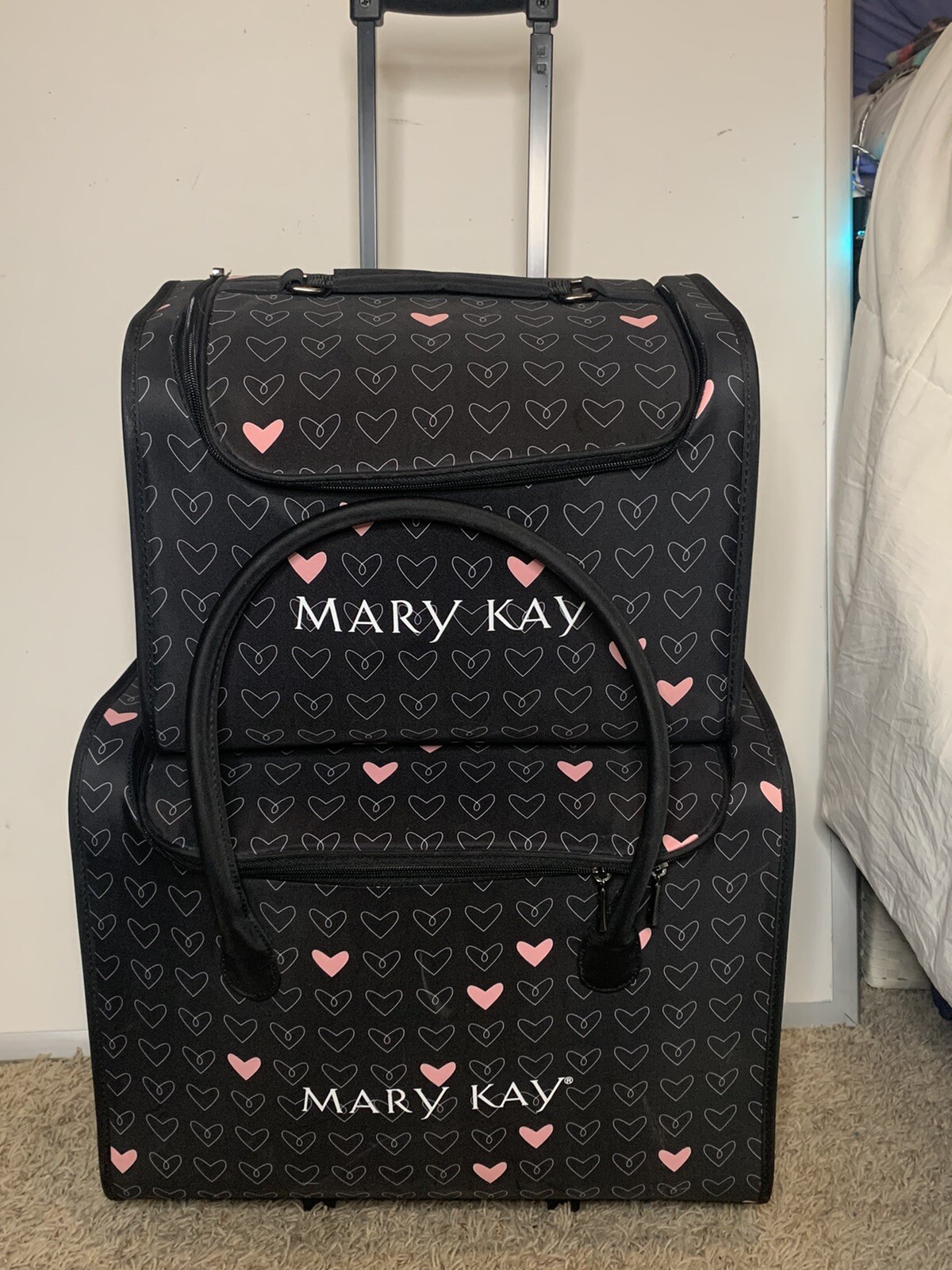 Mary Kay Luggage Set Black With Pink Hearts