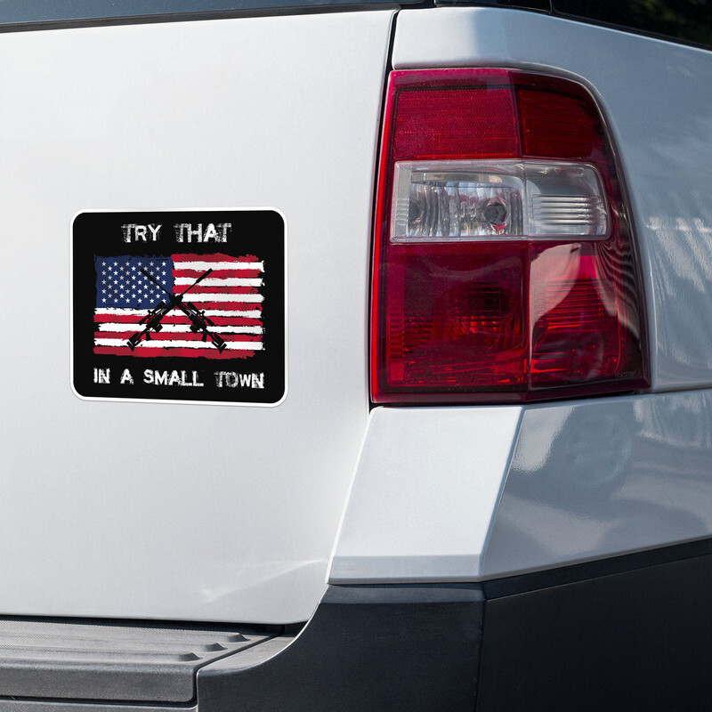 In My Small Town We Don't Back Down Truck Tailgate Decal Sticker Wrap - Vinyl Graphic Decal Bumper Sticker