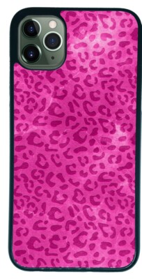 Rosa Leopardenmuster Handyhülle für iPhone oder Samsung Silikon Seitenhülle LEO3