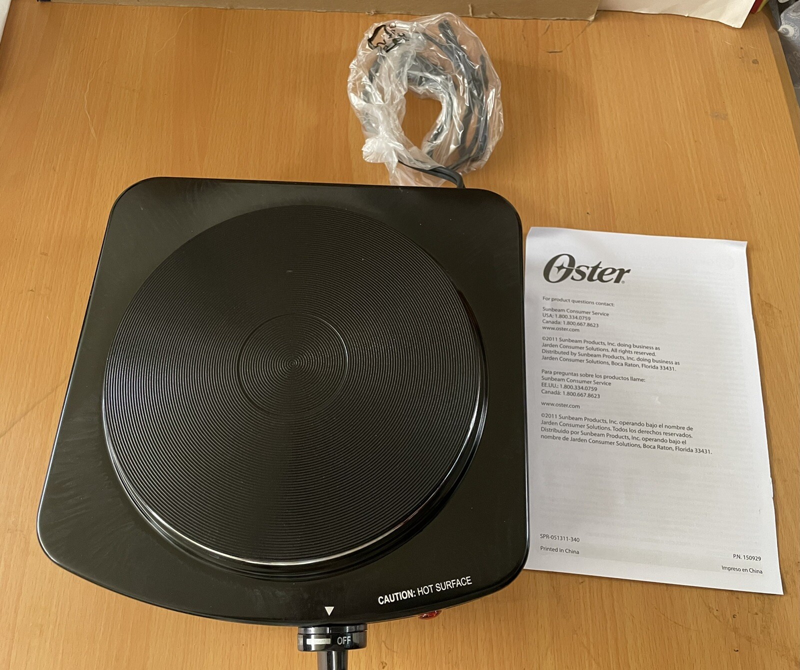 Open Box Oster Single Burner Hot Plate 900W w/ Adjustable Temperature