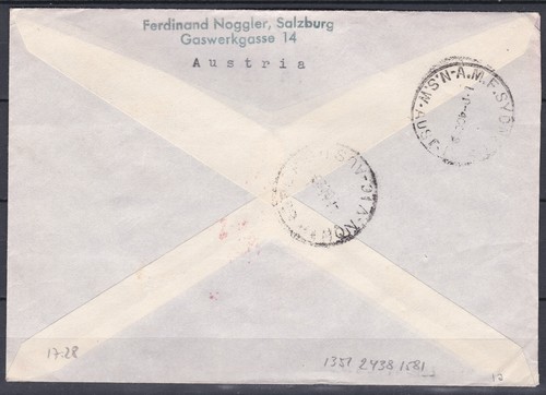Portorichtige Reco Flugpost TOP frankiert Salzburg - Australien gel. 1959 - Picture 2 of 3