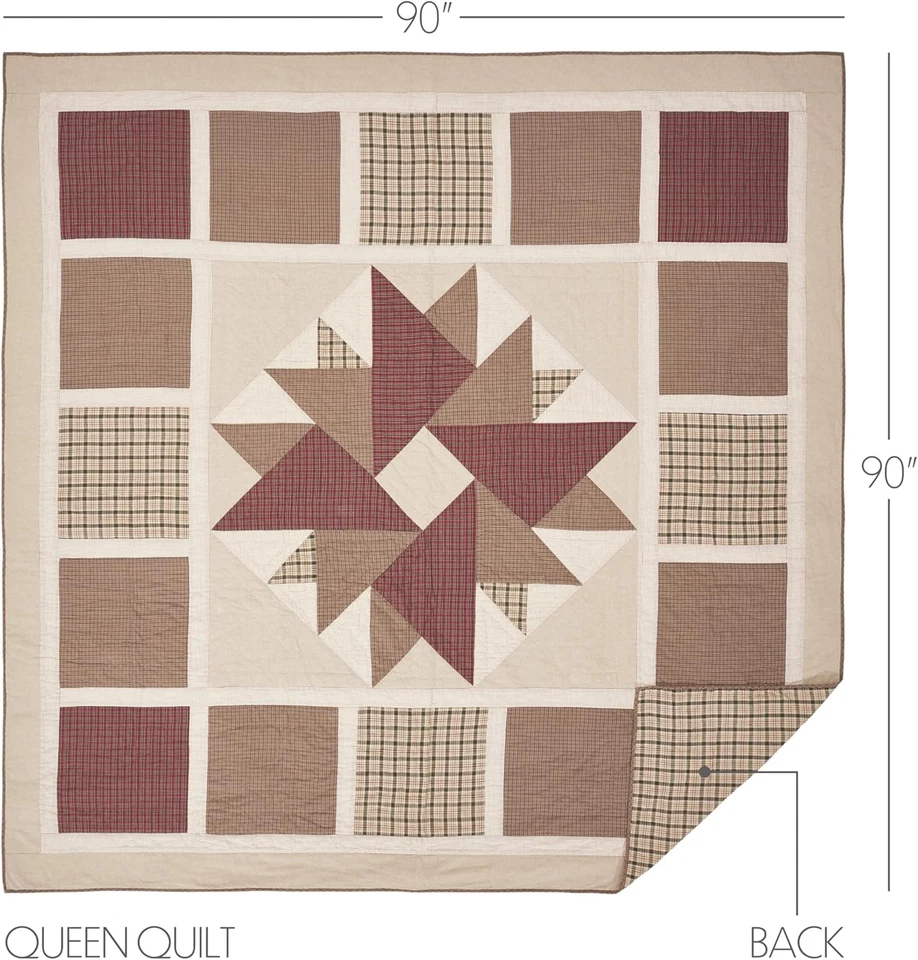 Cider Mill Reversible Queen-Size Quilt, Tan & Red, 90X90 - Image 2 of 4