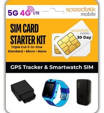 SpeedTalk Mobile GPS Tracker SIM Card Starter Kit  3 in 1 Universal Simcard ...