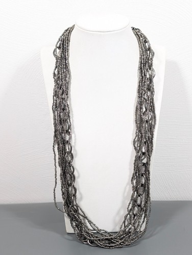 Coastal Western silberfarbene Multi Kette Perlen lange Halskette 32 Zoll
