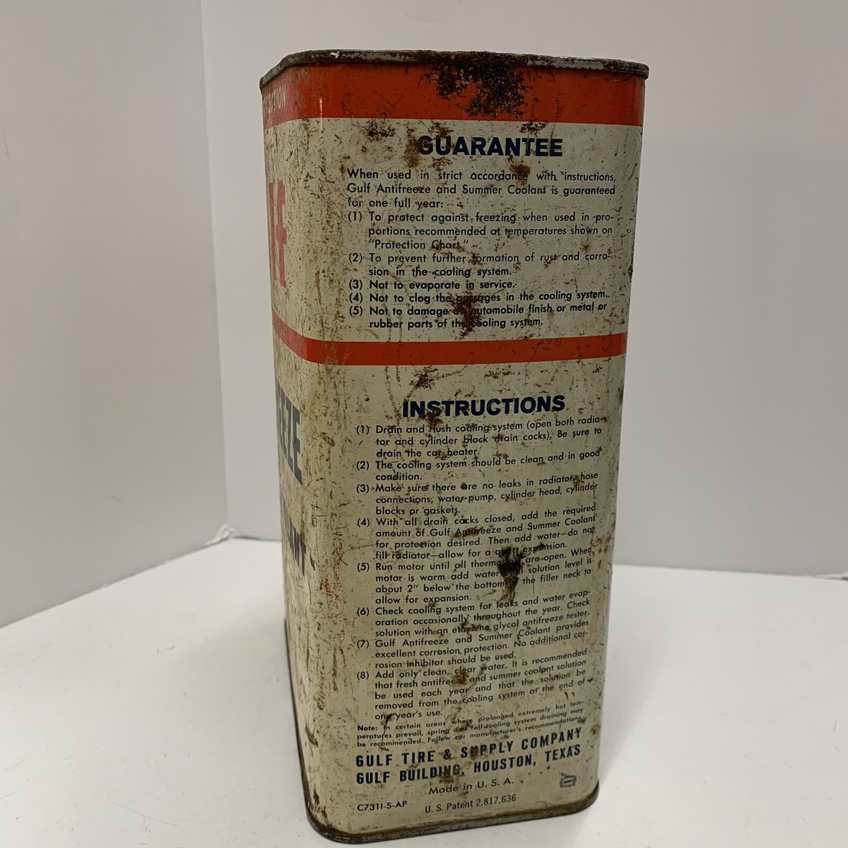 Vintage GULF Antifreeze Summer Coolant Gallon Metal Can RARE