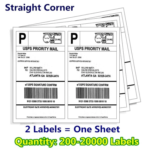 200-20000 8.5x5.5 Shipping Mailing Labels Half Sheet Self Adhesive for Laser ink