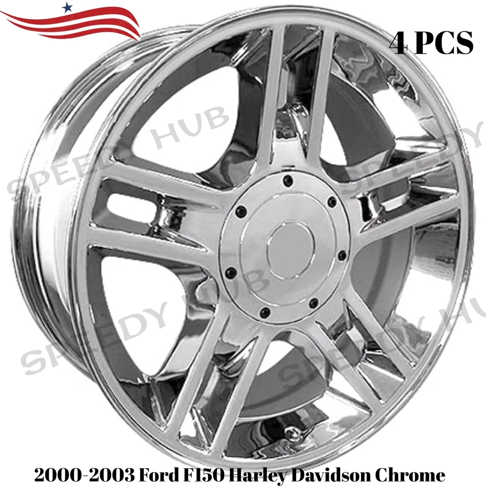 4pcs.2001-2003 Ford F-150 Harley Davidson Chrome Wheel Cover Center Hub Caps NEW - Image 2 of 2