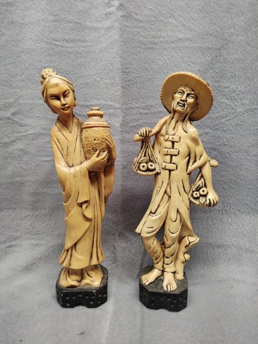 Vintage Resin Asian Man and Woman 