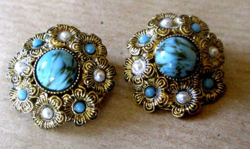 Clous d'oreilles turquoise Anabela 5 mm 18 kt | Alda