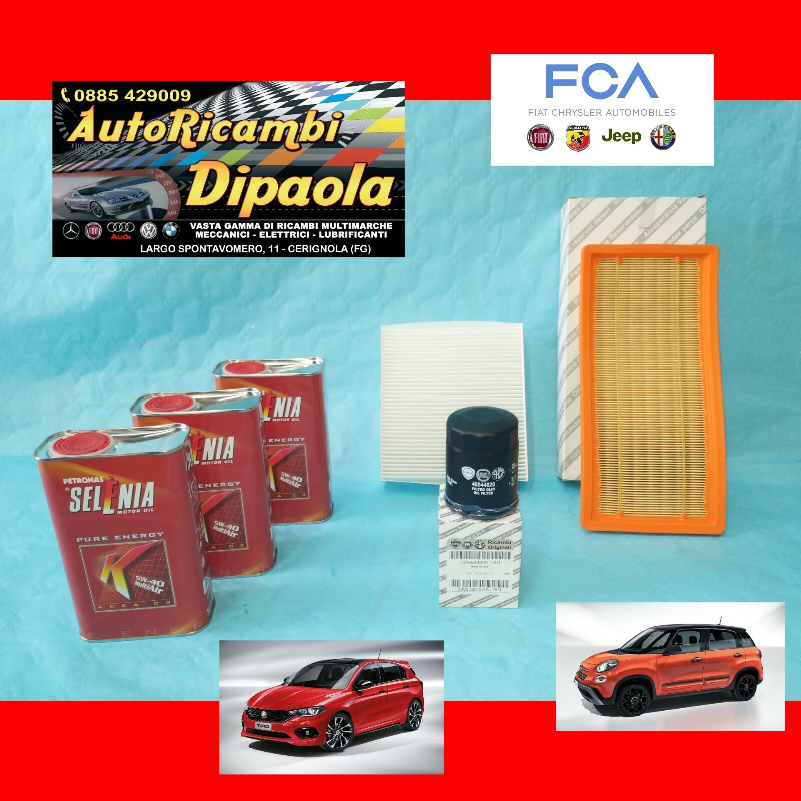 KIT TAGLIANDO ORIGINALE FIAT 500L TIPO 1.4 BENZINA 70 KW 95 CV SELENIA K 5W40 eBay