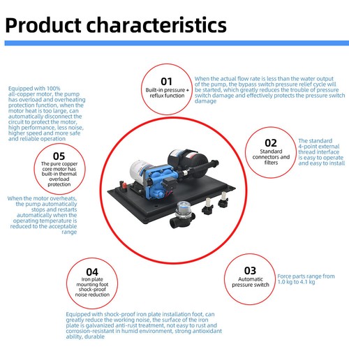 DC12V 3GPM 55PSI 11.3L/Min Water Pump Pressure Tank for RV Marine Yacht J8Q3 - Picture 5 of 12