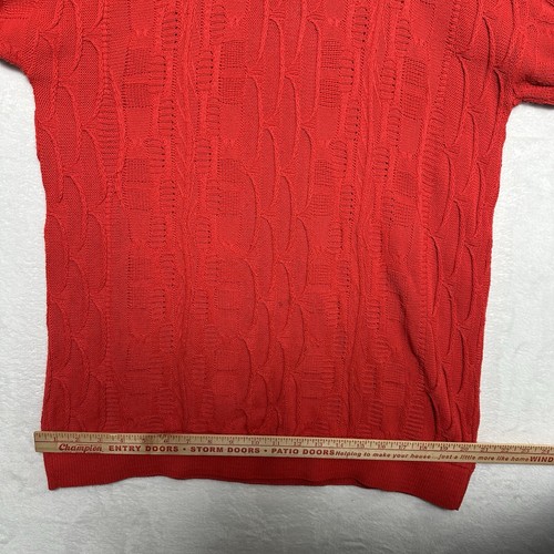 Vintage 90s Coogi 3D Textured Knit Red Sweater Short Sleeves Size XL - Picture 18 of 21