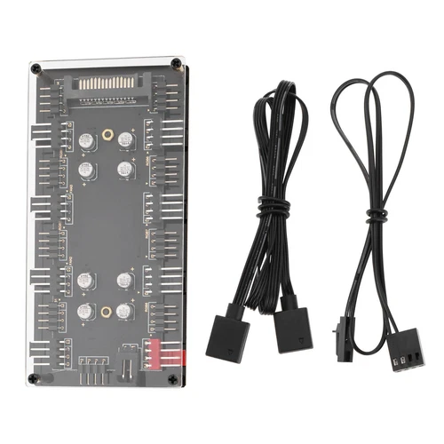 1pc Case Fan Hub 12V 4-Pin PWM+RGB 2 in 1 Controller 110.2x53.3x15.1mm