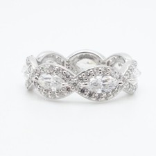 Sterling Silver Clear CZ Cubic Zirconia Stackable Band Ring - Size 6.25